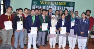 Winners of Inter School Badminton Tournament with OSD and Principal +2 Boys School, AMU