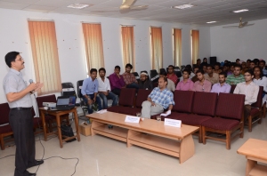 Dr Mansoor Alam addressing the students at Eco Club Function